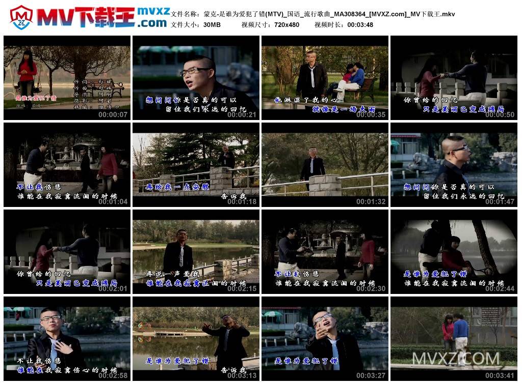 蒙克-是谁为爱犯了错(MTV)_国语_流行歌曲_MA308364